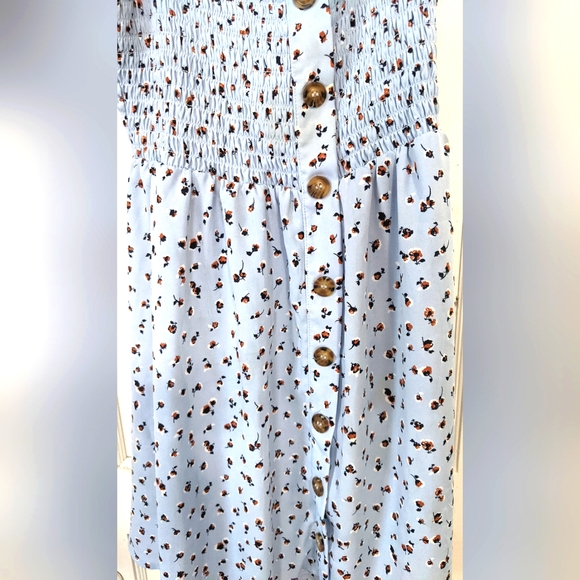 Sienna Sky Blue Floral Cottage Core Print Sun Dress - Picture 2 of 10